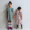 画像をギャラリービューアに読み込む, ORG.PT DEFORMATION GATHER SLEEVES DRESS / PINK-BLACK / frankygrow 25SS